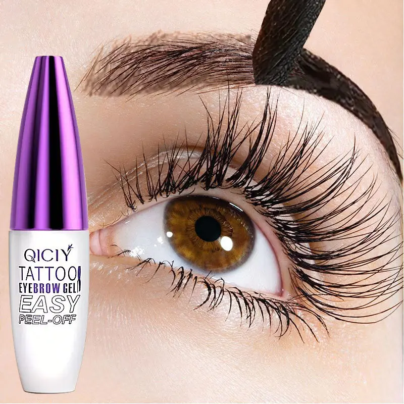 QICIY Peel-Off Eyebrow Gel, Long-Wear Brow Tint, Easy Peel Film Formula, Natural Black Brown Eyebrow Makeup for Defined Brows
