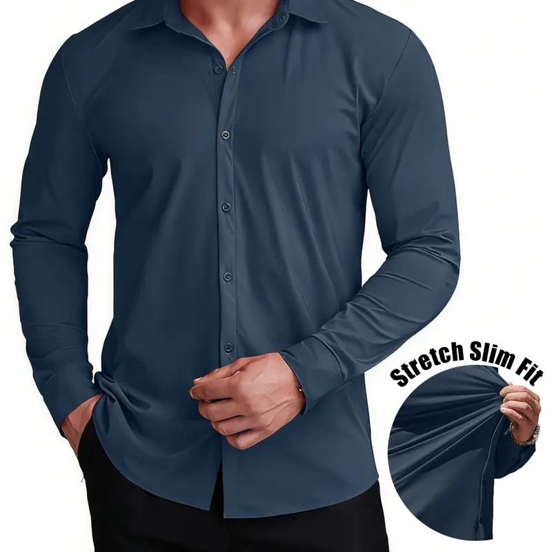 COOFANDY Men's Muscle Fit Thin Dress Shirts - Wrinkle-Free Long Sleeve Casual Button-Down Tops for Menswear, Pair with Jeans/Blazer, Premium Fabric, Tie,back to school,back to school shopping, Classic