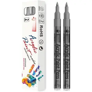 Marker Pens - 2 Pack  Permanent Marker, 0.7mm Extra Fine Tip for Art Projects, Drawing, Rock Painting, Ceramic, Glass, , Plastic, Metal, Canvas DIY Crafts