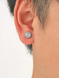 Rhinestone Decorated Magnetic Design Stud Earrings, Non Piercing Earrings, Casual Simple Stainless Steel Jewelry for Men, Fashion Jewelry for Party, Daily Clothing Decor, High Quality Earrings, Ear Studs