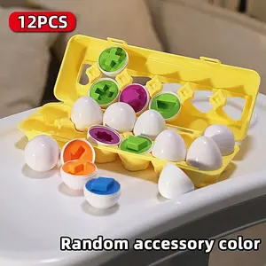 12-Piece Egg-Shaped Color Recognition Shape Matching Toy Set, Shape Sorter, Hand-Eye Coordination Learning Cognitive Training, Ideal Gift for Kids