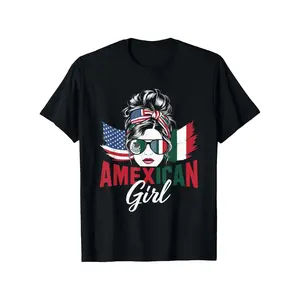 Half Mexican Half American USA Flag Mexico America T Shirt 100% Cotton Casual Tshirts Crewneck T-Shirt Funny Short Sleeve Unisex Graphic Tee for Men Women Adults Classic Menswear Top 25624