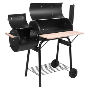 Outvita Outdoor BBQ Charcoal Grill Portable Camping Grill for 6-10 People with Offset Smoker & Wheels for Patio Backyard Picnic High Temperature Spray Paint 500-600 Degrees