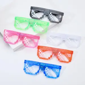 12 Pack LED Light Up Party Pixel Glasses Fun Party Favors Comfortable Ergonomic Design for Birthday Party Costume Party