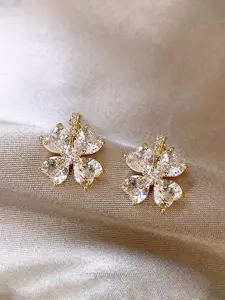 Elegant Zirconia Four-Leaf Clover Earrings Set, Luxurious Flower Design Ear Studs, Perfect Gift for Women, Fashion Jewelry Accessories