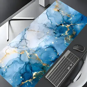 Abstract Marble Pattern Mouse Pad, Large Game Mouse Pad, Aesthetic Desktop Decoration Protective Pad, Rubber Pad Non-slip Lock Edge Work Pad