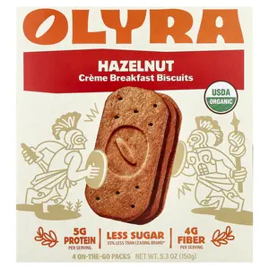 Olyra Creme Breakfast Biscuits, Hazelnut, 4 On-The-Go Packs, 1.32 oz (37.5 g) Each