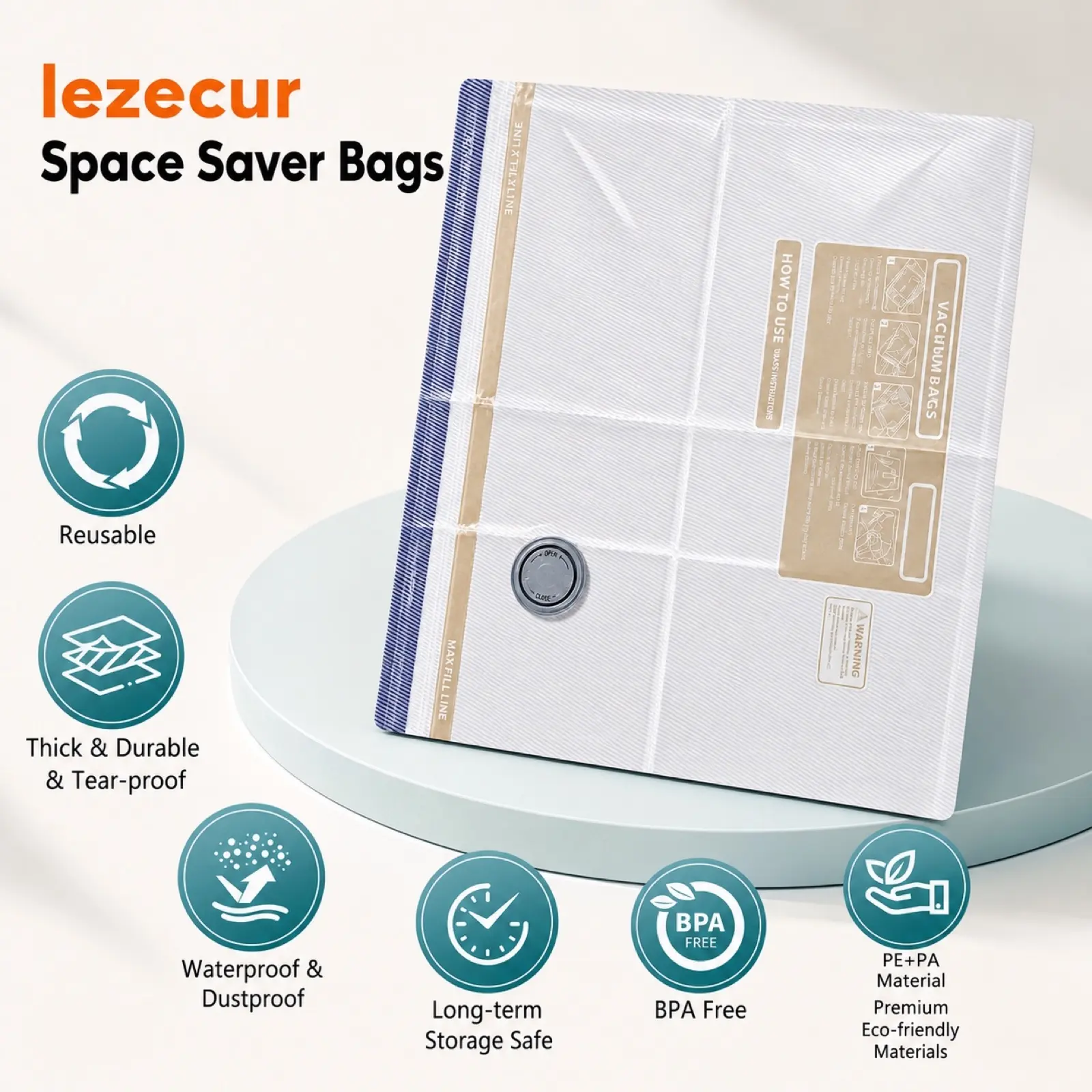 Vacuum Storage Bags with Cordless Electric Pump, 9/15 Pack in 3 Sizes, USB Rechargeable 5000Pa Space Saver Bags for Clothes, Bedding, Travel & Moving