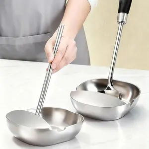 3 PCS Stainless Steel Spoon Rest & Multipurpose Kitchen Utensil Holder, Self-Standing Ladle Holder with Stable Base, Modern Utensil Holder for Ladles, Tongs, Spatula, Premuim Food Grade Material