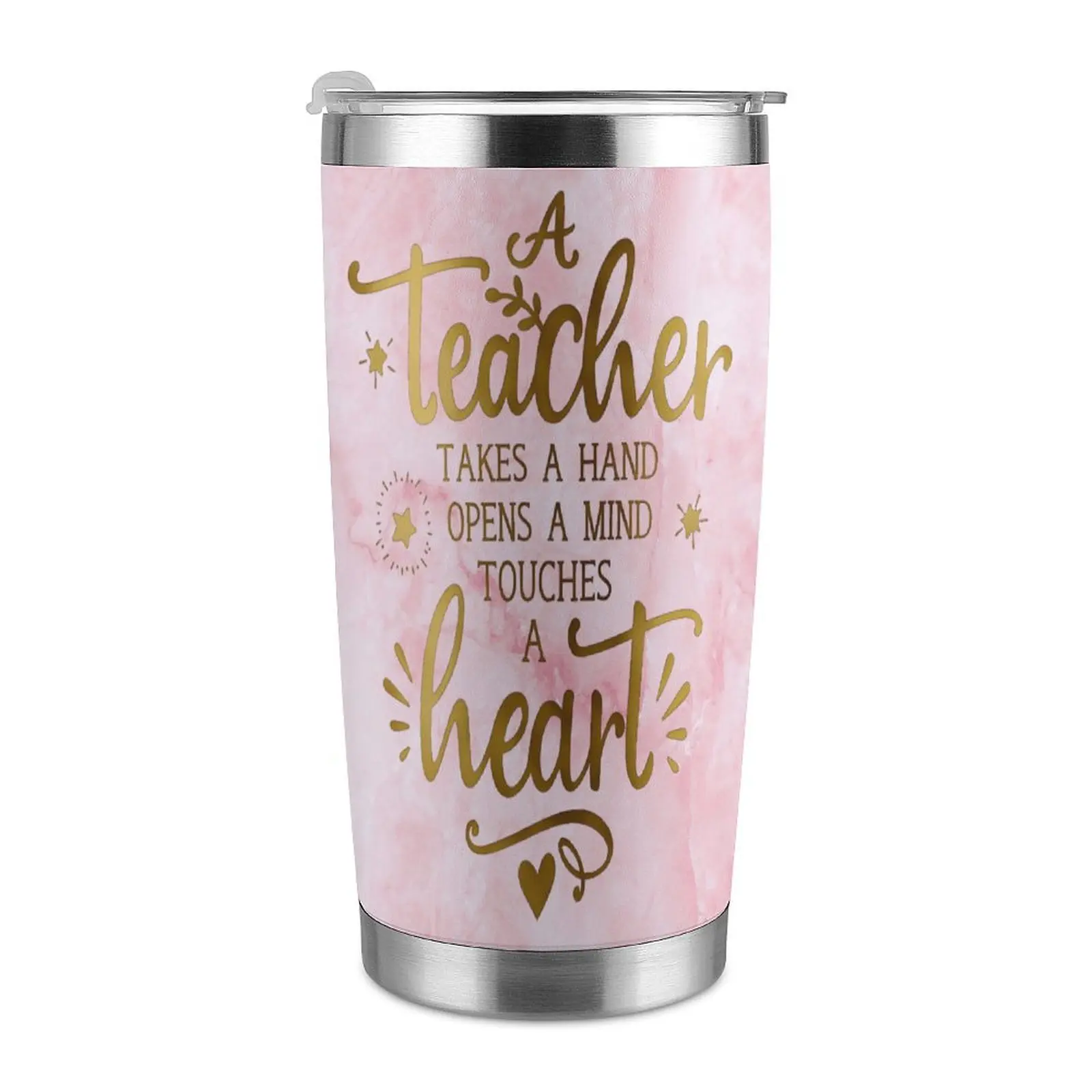 Pink Marble Teacher Tumbler, 20oz Vacuum Insulated Coffee Cup, A Teacher Takes A Hand Quote, Teacher Life, Back to School Essentials, Aesthetic Classroom Accessories, Daily Coffee Routine, Pink Gold Marble Texture, dealsforyou, summerwins, summersale