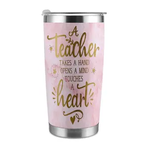 Pink Marble Teacher Tumbler, 20oz Vacuum Insulated Coffee Cup, A Teacher Takes A Hand Quote, Teacher Life, Back to School Essentials, Aesthetic Classroom Accessories, Daily Coffee Routine, Pink Gold Marble Texture