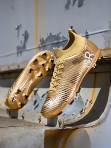 Parent-Child Pink Gradient High-Top Sock-Fit Professional Football Boots, Soccer Shoes, Sport Competitive Style, Breathable Sock-Fit Material, Professional Football Studs, Ideal for Football