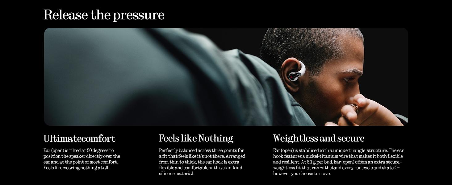 Nothing Ear (Open) Open-Ear Headphones, Earbuds with Earhooks, Clear Voice Technology with 2 Mics, BT 5.3, Fast Charging, Compatible with iPhone & Android -White