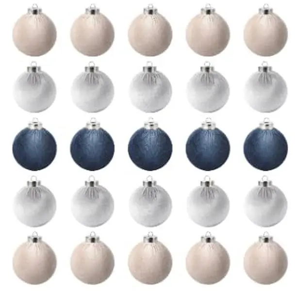 Gaomon 3.15 in Hangable Shatterproof Smooth Flocked Plastic Christmas Ball Ornaments Set - 25-Pack Secure Traditional Metal Baubles for Holiday Decor, Gift, Wedding, DIY Home Use (Blue Gray)