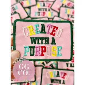 Created With A Purpose Patch, Christian Hat Patch, Embroidered Patch, Trucker Hat Patch, Iron On, Trendy Hat Patch, Jesus Patch, Patches