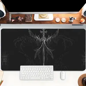 Cybersigilism Angel Sword Mouse Pad Dark Fantasy Art Large Desk Mat Office Desk Accessories With Stitched Edge Non-Slip Mousepad Durable &Stylish Rubber Base Computer Keyboard Desk Pad 35.4x15.7 Inch Table Mat for Home Office as Gift for Friends Women Men