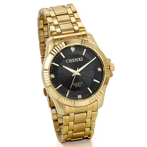 OIDEA Men's Crystal Encrusted Classic Clean Golden Radiant Boxed Packaging Quartz Watch - Gold Stainless Steel-Alloy Band, Black Dial, 1ATM Water Resistant, Battery-Powered Business Luxury Dress Watch with Batteries, Ideal for Gifting, Boxed Packaging Qua