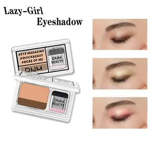 Lazy Girl Eyeshadow Palette with Eyeshadow Brush - Two-tone, easy to blend, long-lasting waterproof formula, compact and portable, a must-have for travel; luxurious satin finish makeup product.