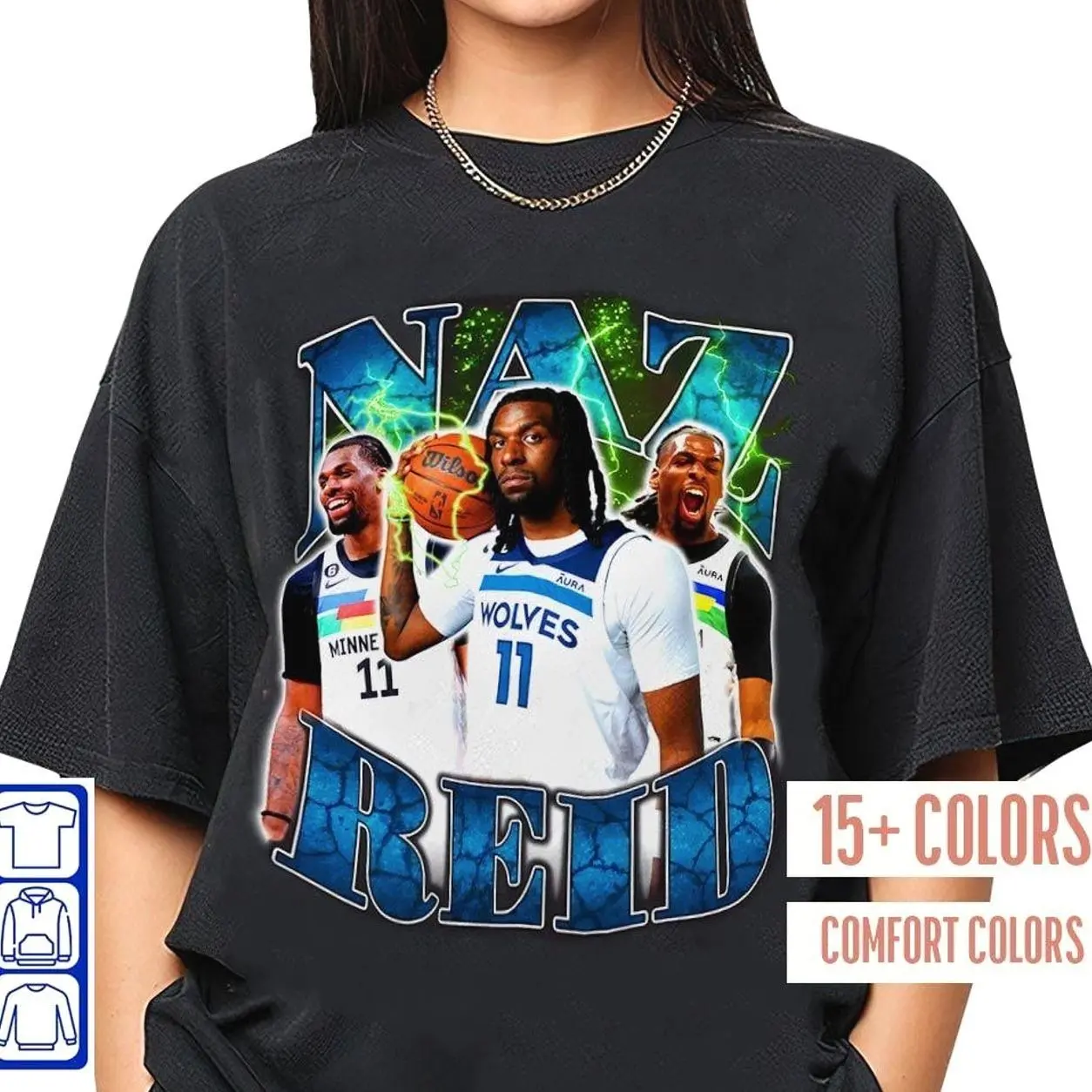 Naz Reid Vintage T-Shirt Retro Tee Professional Basketball Player Naz Reid Vintage T-Shirt