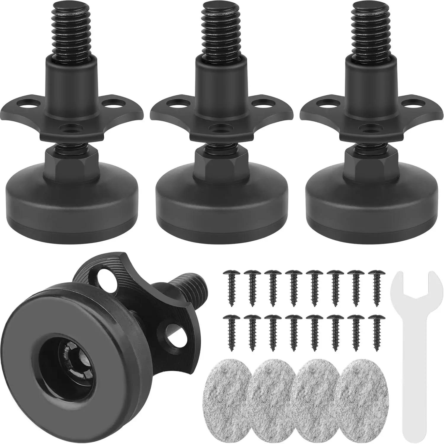 Heavy Duty Furniture Levelers 3/8''-16 Thread w/ T-Nut Kit Furniture Leveling Feet Adjustable Furniture Levelers for Tables,Cabinets,Chairs,Workbench,Sofa and More,Large Base Supports 1320LBs-4 Packs