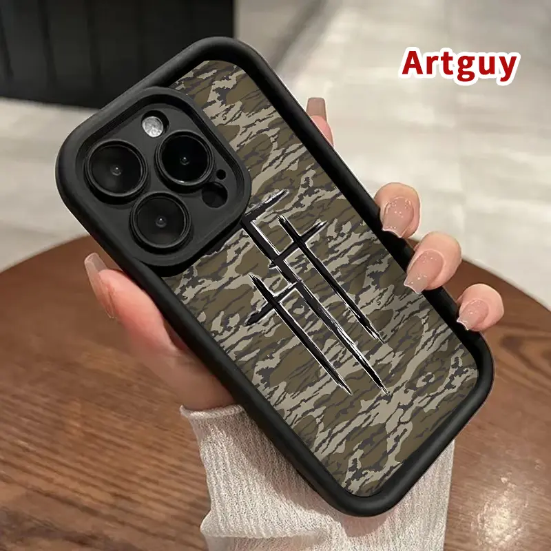 Soft Silicone Phone Case for iPhone 17 Pro Max,16 Plus,15,14,13,12,11,Air,E - Camouflage Cross Trio,Drop Protection,Shockproof,Durable Handheld Devices Accessory,Protector Soft Shell, Cellphone