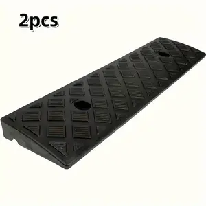 2-piece heavy-duty portable rubber ramp, suitable for lanes and sidewalks - suitable for cars, bicycles, medical equipment, and wheelchairs - durable, weather resistant, and slip resistant design to ensure safe passage