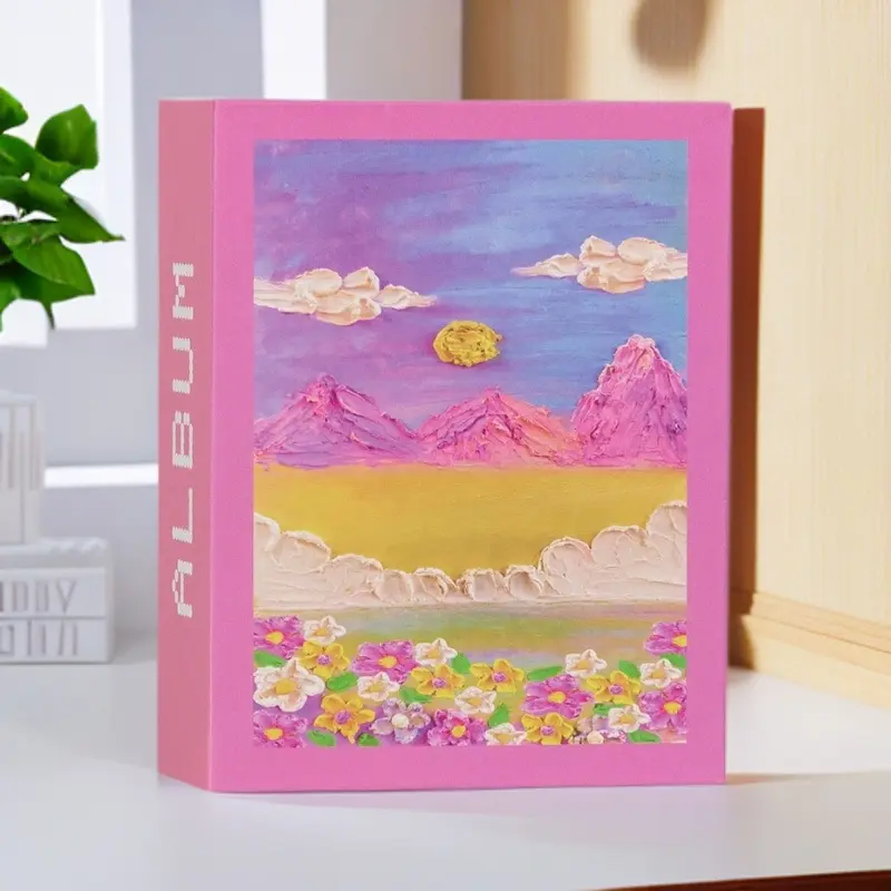6 Inch 3D Oil Painting Style Scrapbook Photo Album, Scrapbook Albums, Cute Insert Pocket Album Holds 100 Photos, Portable Memory Book for Collection, Decoration, Travel, Students & Birthday Gifts, Ideal Holiday Gift Choice