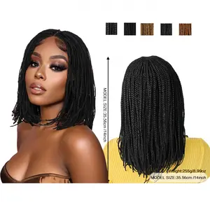 14inch Braided Wigs,13x5x1HD Lace Front Swiss Lace Hand Braided with Baby Hair Front Box Braids Super Lightweight Micro Cornrow Twisted for Black Women Natural Looking Knotless Glueless Braids braided wigs