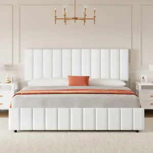 Garvee Versatile Upholstered Bed Frames Available in Queen, Full, and King Sizes with 4 Storage Drawers, Adjustable Height Headboards, Linen or Velvet Finish, Wooden Slats Support, Noise-Free Design, No Box Spring Needed, and Easy Assembly