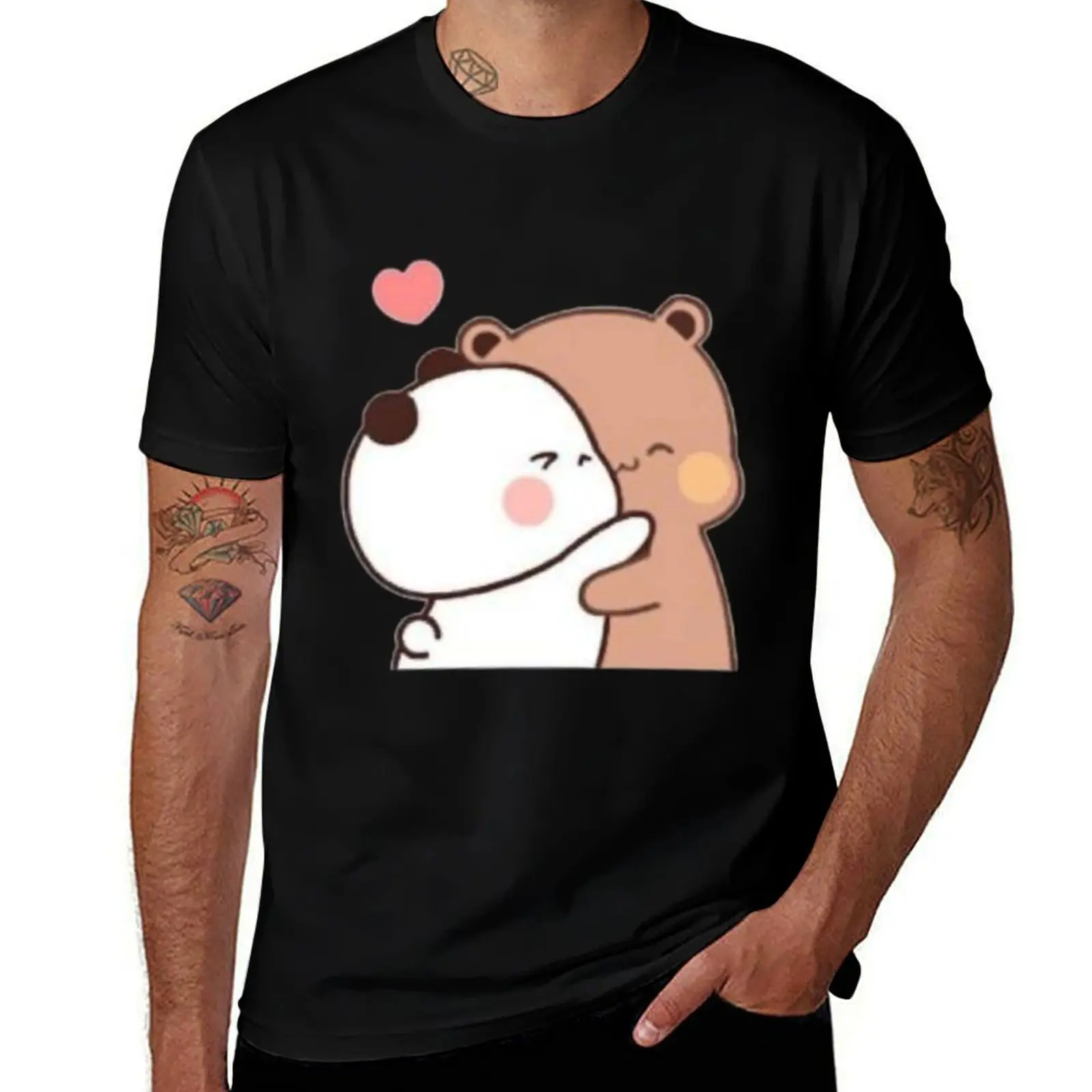 Bubu Friends Dudu Cute Panda Bear Mens T Shirts Cotton Short Sleeve T-Shirt Crew Neck Tees Casual Shirt