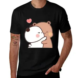 Bubu Friends Dudu Cute Panda Bear Mens T Shirts Cotton Short Sleeve T-Shirt Crew Neck Tees Casual Shirt