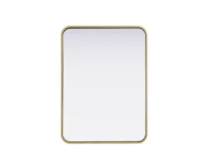 360 Stand Smooth Decorative Iron Rectangle Mirror - 22x30 in, Modern Brass Finish, Rounded Edges, Contour Design, Hanging Elegant Home Decor (MR8A2230BRA)