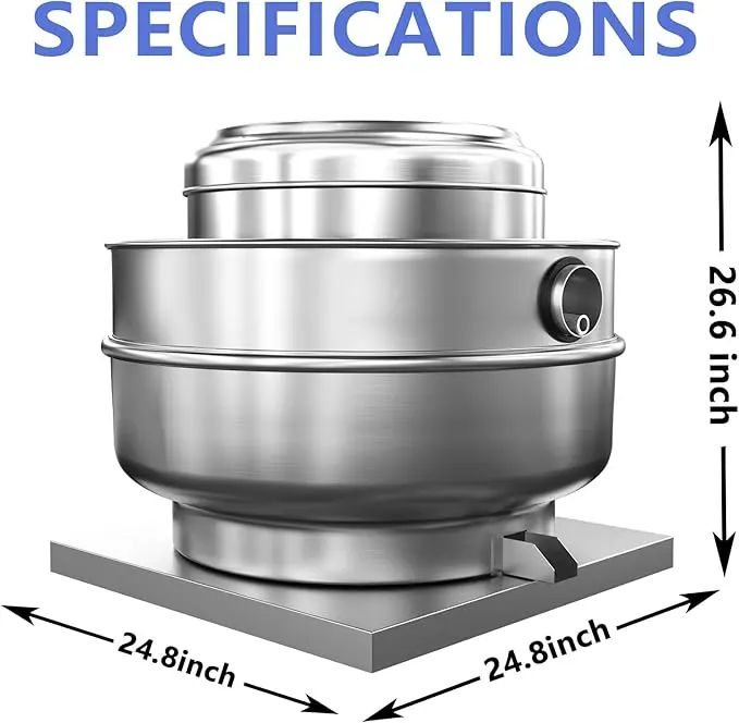 Commercial Kitchen Exhaust Fan, Grease Rated Upblast Centrifugal Vent Fan, Wall & Roof Mount, 1HP 110V 3500 CFM Aluminum ETL Certified for Restaurant Hood & Food Truck