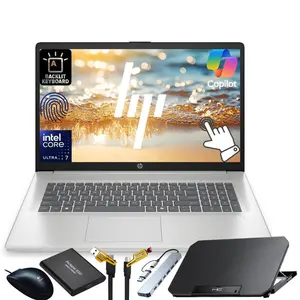 HP 17.3" Touchscreen Business Laptop Computer, Intel 12-Core Ultra 7 255U, 32GB DDR5, 2TB SSD, Fingerprint Reader, Wi-Fi 6, Backlit Keyboard, Windows 11 Home,Silver