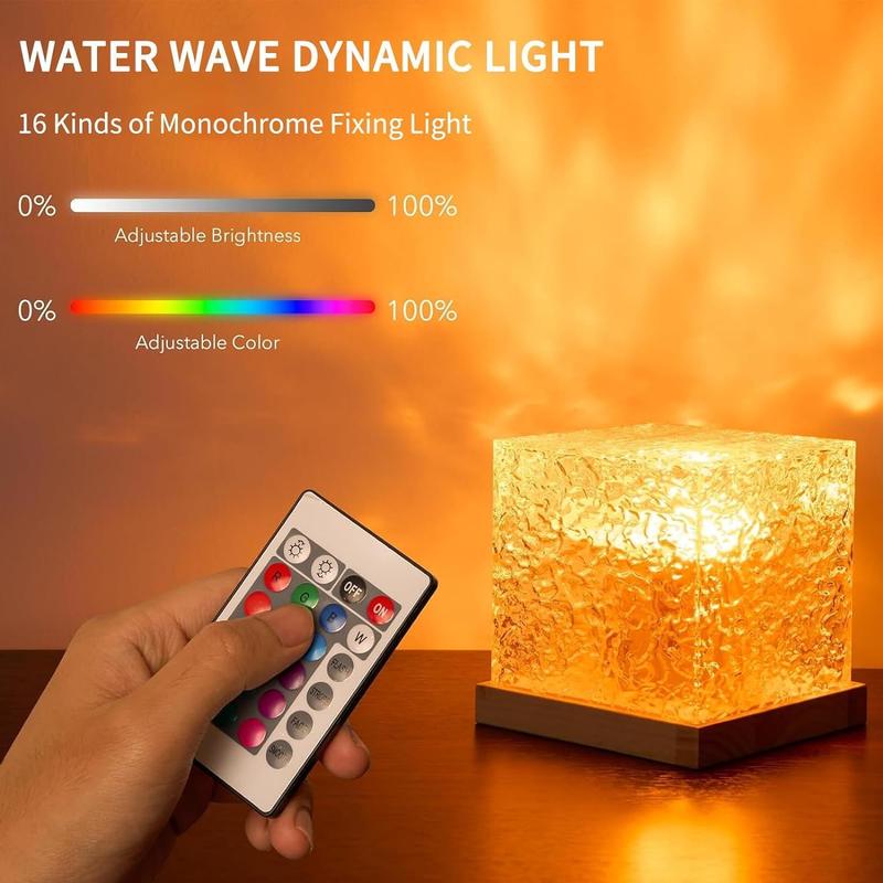 Ocean Wave Projector Light  Midnight Aura Lamp with Touch Control 3D Tesseract Lamp for Home Office Bar Restaurant Decorative Modern Waterfall Design Interior Lighting