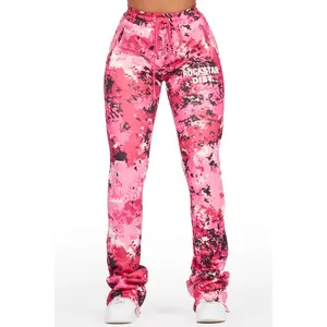 Juliana Pink Digital Camo Super Stacked Track Pant