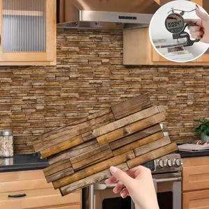 Wood Grain Pattern Self-adhesive Wall Sticker, Waterproof & Oil-proof Wall Decal, Decorative Wall Paper for Kitchen, Bathroom, Living Room, Dining Room, Peel and Stick Wallpaper Designs