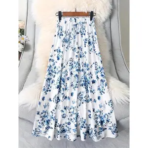 Women's printed long skirt, elegant and fashionable casual skirt, suitable for daily outdoor wear, summer women's bottomsRAIMENTRY