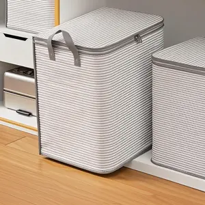 Large Compact Lightweight Storage Bags Clothes Bin  Foldable  Blanket Organizers Clothing Containers Box with Reinforced Handles for Comforters Bedding Clothing