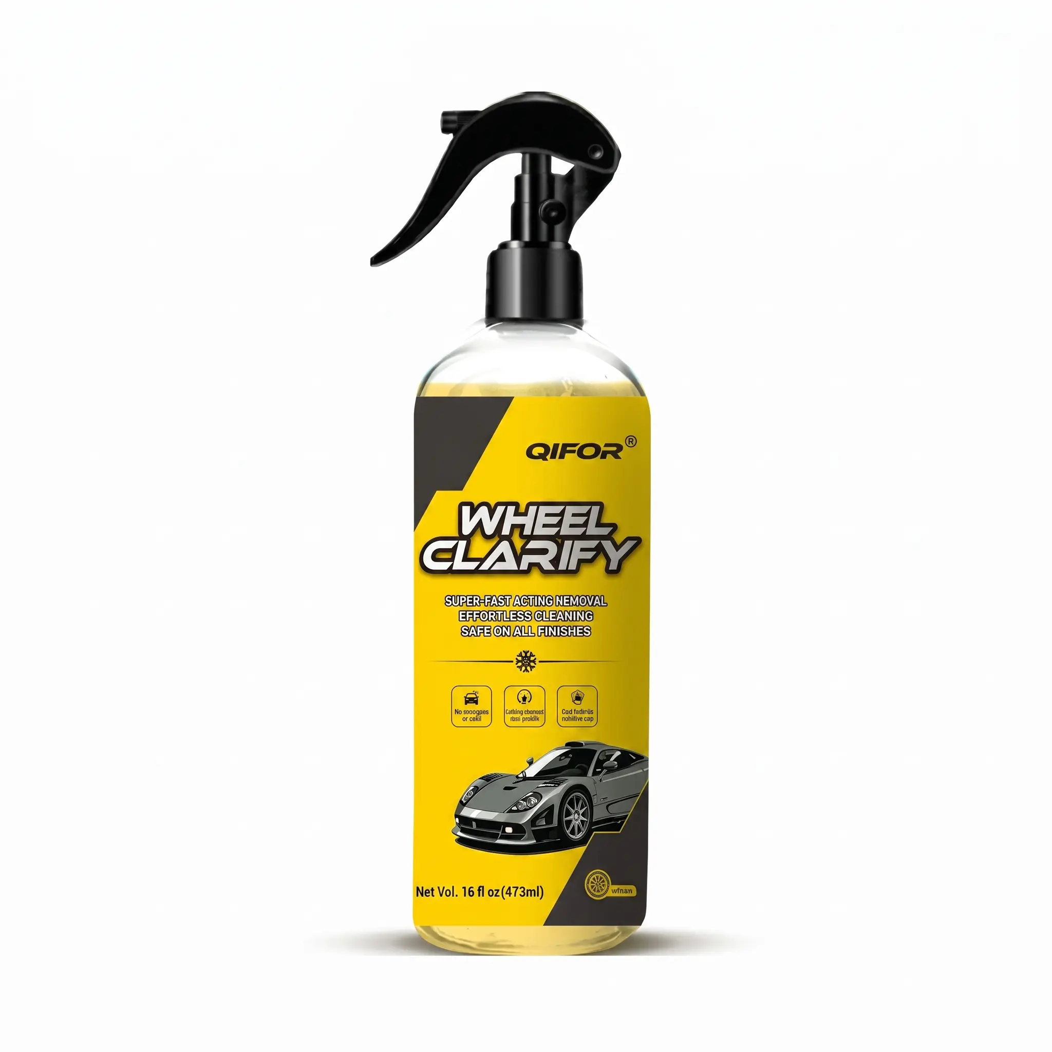 QIFOR Iron Remover Spray - Fast-Acting Rust Removal Spray for Car Paint, Wheels, Vehicles, RVs - Car Detailing Supplies, Detailing Products, Safe Metal Surface Cleaner