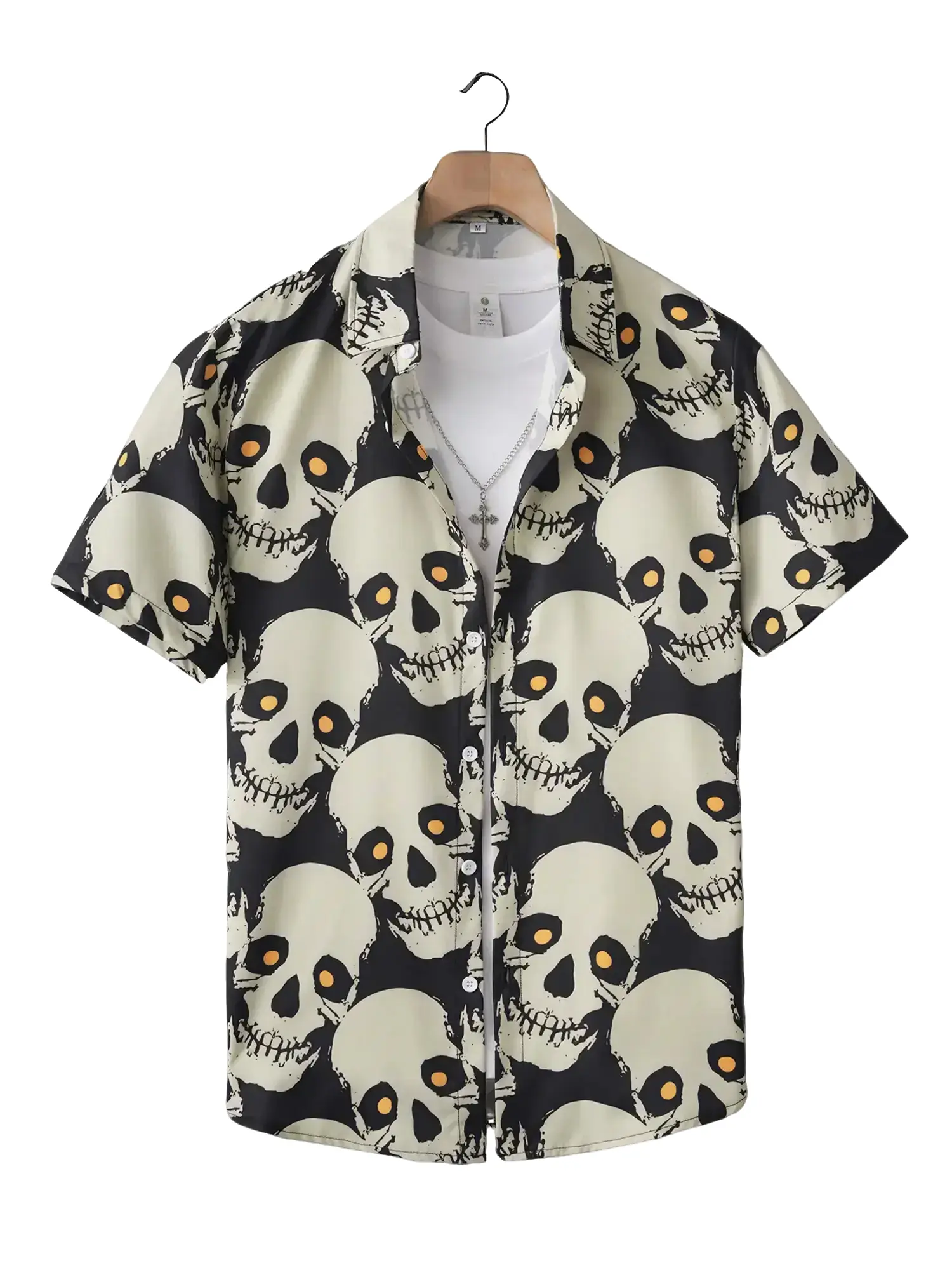 Men's Skull Print Short Sleeve Shirt, Regular Fit Casual Fashion Comfy Top for Summer, Men's Shortsleeve Clothes for Daily Wear, Funny Shirt, Casual W
