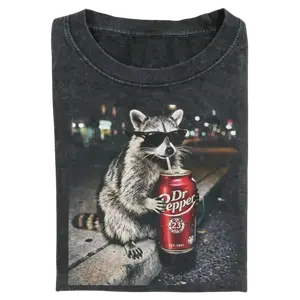 Vintage Raccoons Dr Pepperr Comfort Colors T-Shirt with funny Gen Z dank meme design, trendy animal graphic tee, cotton streetwear gift for men and women - AK