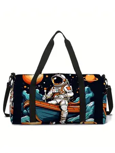 Astronaut Pattern Large-Capacity Travel Duffel Bag, Portable Handheld Storage Bag