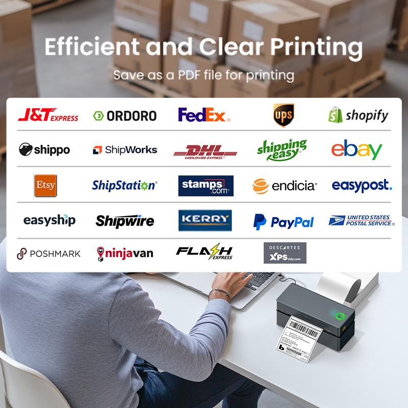 PL80E Bluetooth Thermal Shipping Label Printer, Wireless 4x6 Shipping Label Printer for Small Business,Support iOS, Android, Windows, Mac.