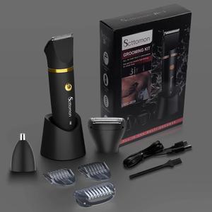 Scttomon 3 in 1 Electric Body Hair Trimmer,Groin Hair Trimmer for Men,Waterproof Electric Shaver Nose Hair Trimmer,Men's Hair Removal Device Cordless,Manscape Trimmer with Standing Recharge Dock