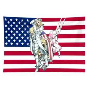 Aesthetic Anime Tapestry Flag, D4C JJBA USA Wall Hanging, Jojos Anime Meme Decor, Indoor Room Art, Gift Flags Art Poster Dorm Bannervalentine's wall decor flags