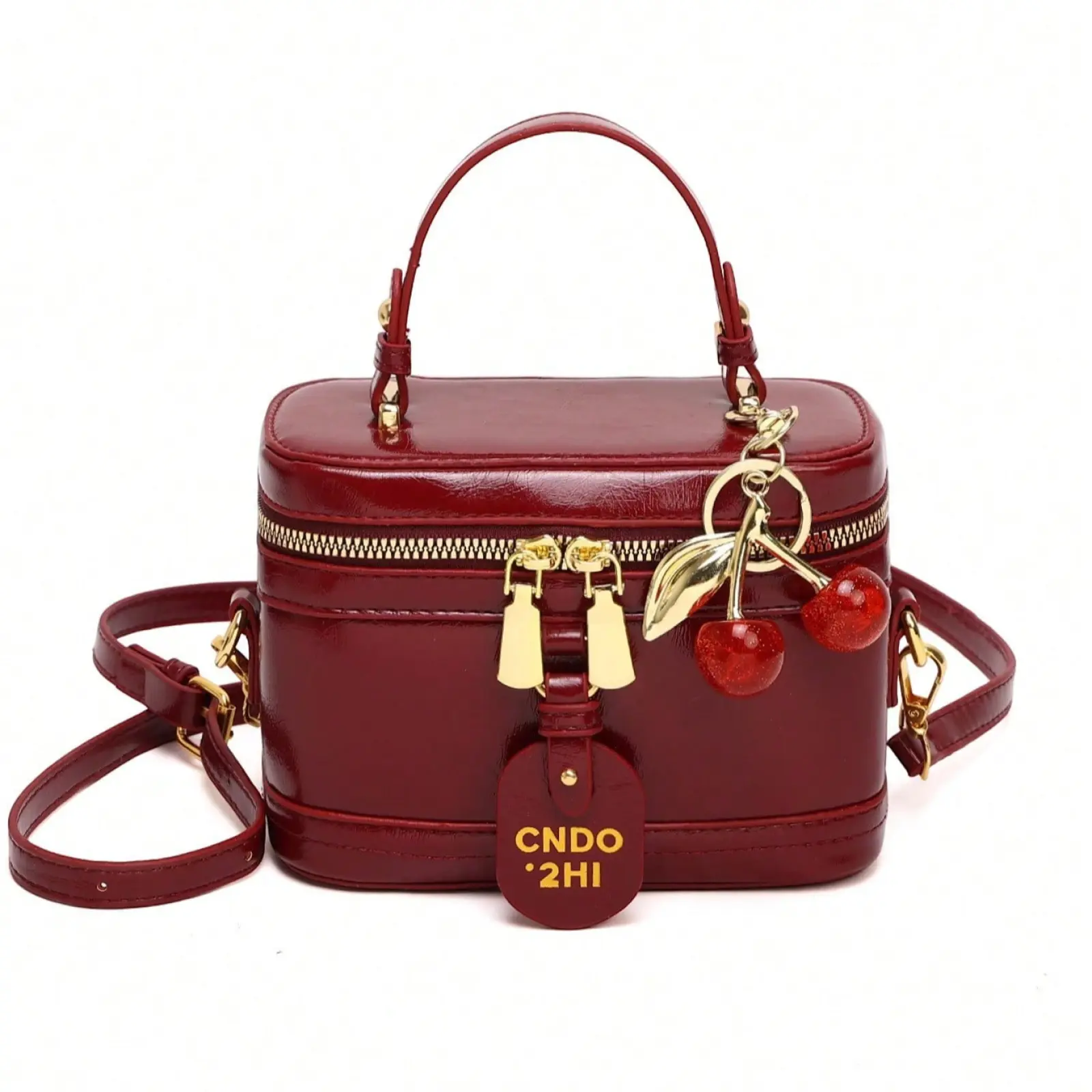 Fashion New Elegant Solid Color Pu Fabric Portable Square Bag, Mini Box Bag, Pure Waterproof Fabric Burgundy Bag, Letter Pattern Decorative Design Crossbody Bag, Suitable for Travel Shopping Parties Commuting