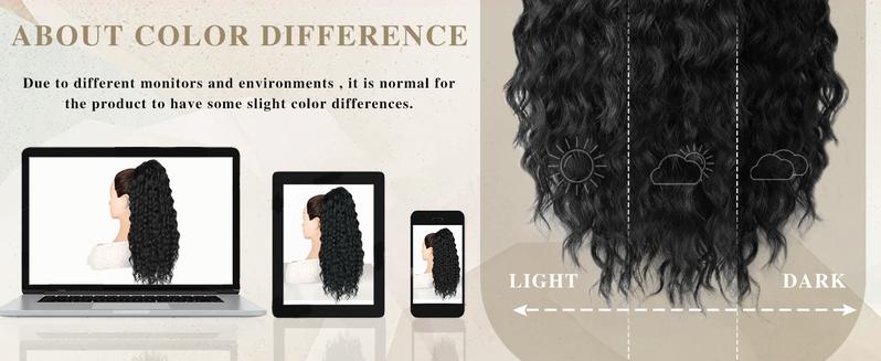 AISI HAIR Drawstring Ponytail Extension for Black Women Synthetic Clip in Ponytail Extension Long Curly Wavy Hairpieces for Daily Use Wavy