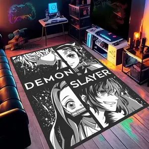Demon Slayer Anime 10 Cartoon Printed Carpet, Home Living Room Bedroom Office Chair Under Rug, Gift for Family and Friends for Festive Occasions, Christmas Decorative Rug