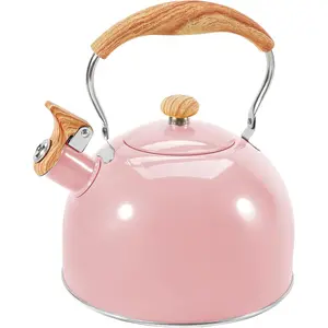 Kettle for Stove Top, 85OZ/2.6QT Whistling  Kettles for Boiling Water Milik or Coffee, Pink Stainless Steel  Pots with   Folding Handle, Thumb Design Control Kettle Outlet
